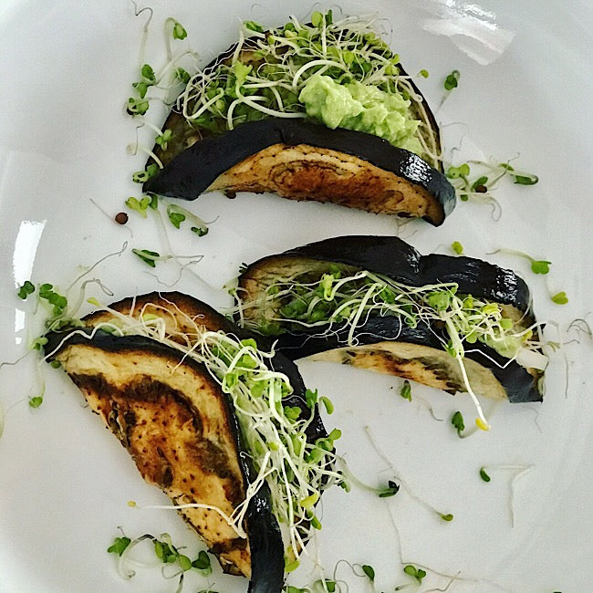 Mediterranean eggplant tacos
